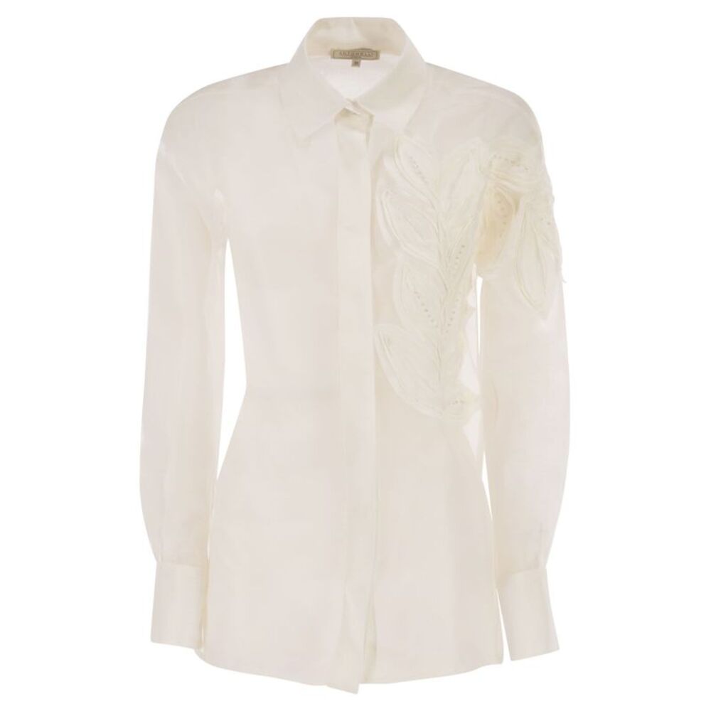 Antonelli Firenze Women Silk Shirt With Floral Appliqué